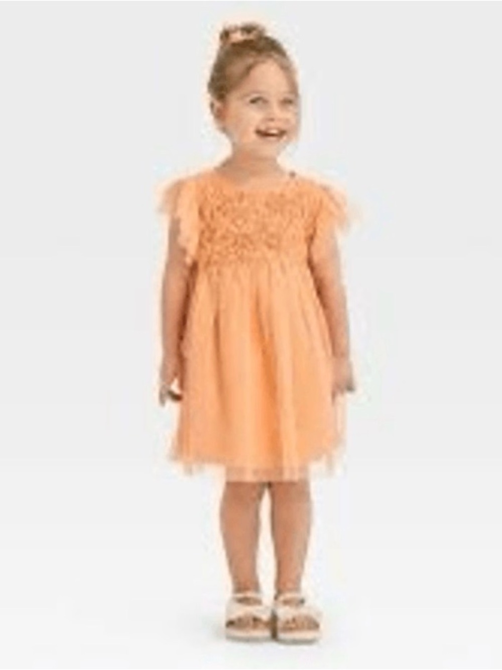 🚾 Cat & Jack Peach Tulle Party Dress with Smocked Bodice